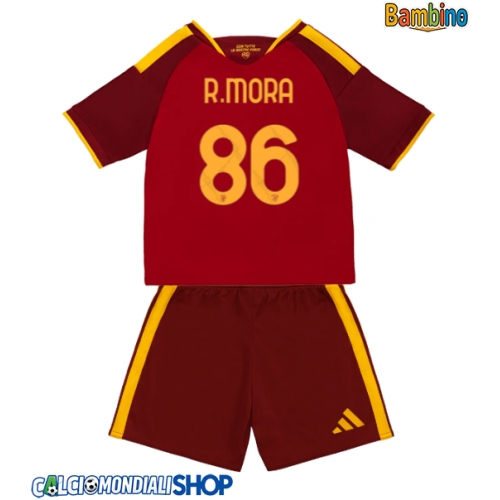Maglie da calcio AS Roma Rodrigo Mora #86 Prima Maglia Bambino 2026-27 Manica Corta + Pantaloni corti)